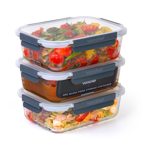 3pc glass containers with - 3pc,