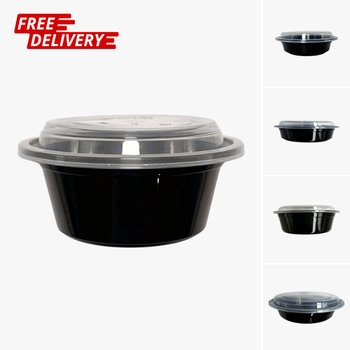 Round black meal prep - round,
