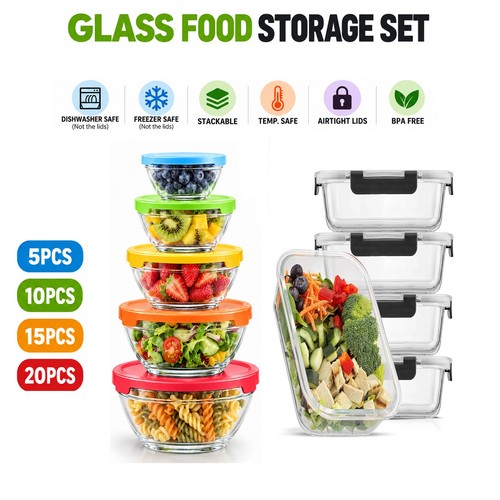 Glass food bowl - food, set