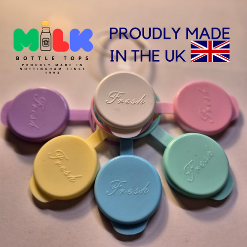 Milk bottle tops pastels - pastels, *