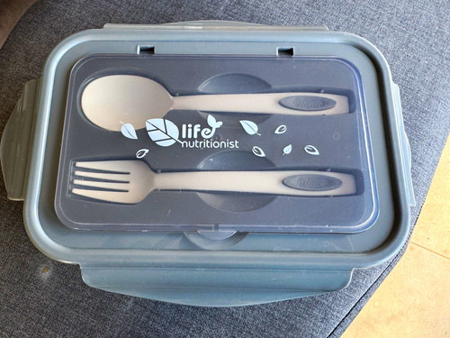 Grey white plastic bento box - grey/white, 3