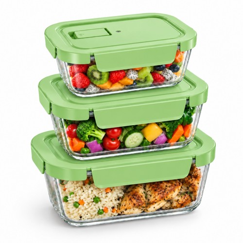 Pcs glass containers set - 3,